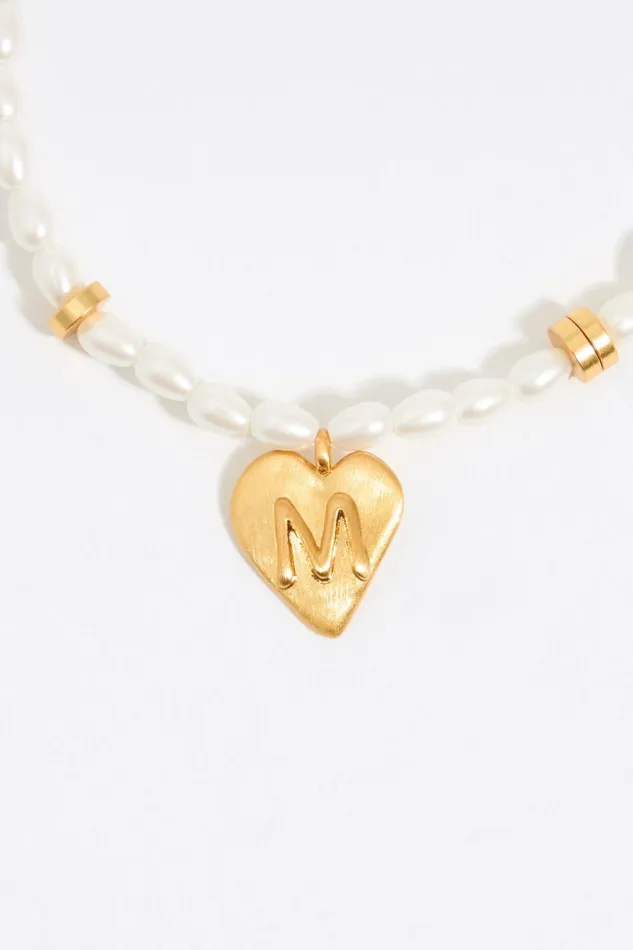 Letter M Heart And Pearl Bracelet Gold Women Bimba Y Lola Alphabet Letter M Heart And Pearl Bracelet Gold Women Bimba Y Lola Alphabet
