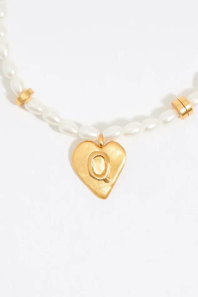 Letter Q Heart And Pearl Bracelet Gold Women Bimba Y Lola Alphabet Letter Q Heart And Pearl Bracelet Gold Women Bimba Y Lola Alphabet