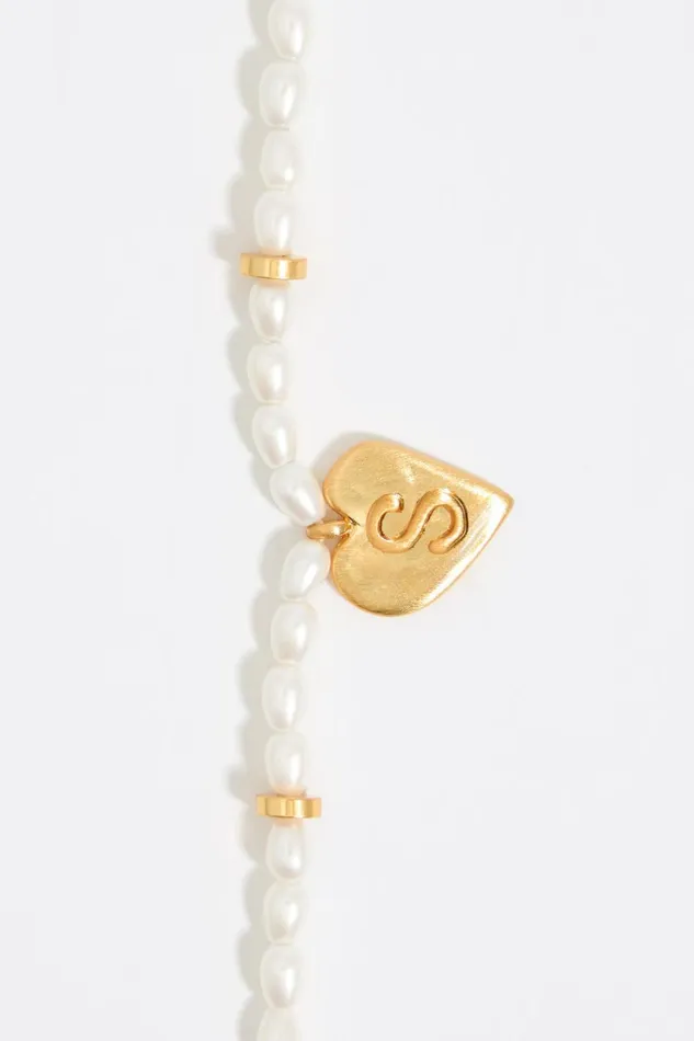 Letter S Heart And Pearl Necklace Gold Women Bimba Y Lola Alphabet Letter S Heart And Pearl Necklace Gold Women Bimba Y Lola Alphabet
