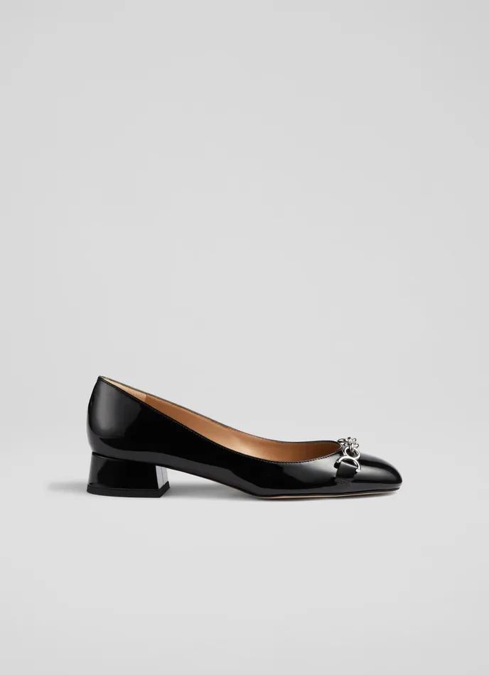 LK Bennett Blakely Black Patent Snaffle Pumps Women Flats