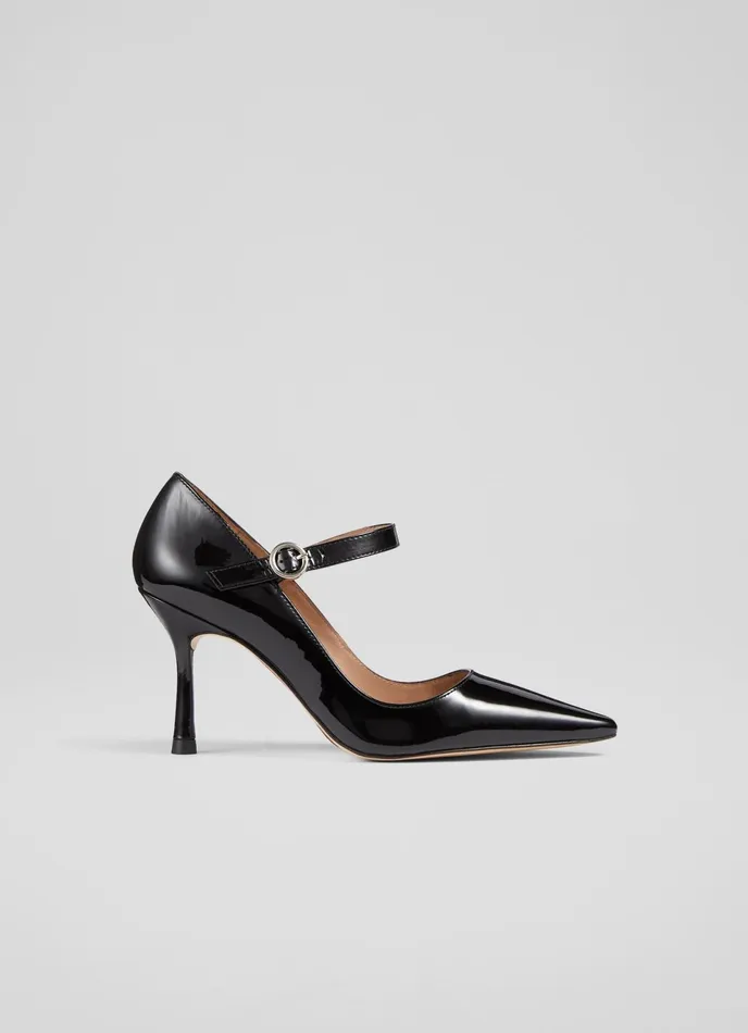 LK Bennett Camille Black Patent MaryJane Courts Women Court Shoes