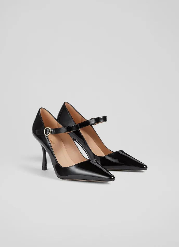 LK Bennett Camille Black Patent MaryJane Courts Women Court Shoes
