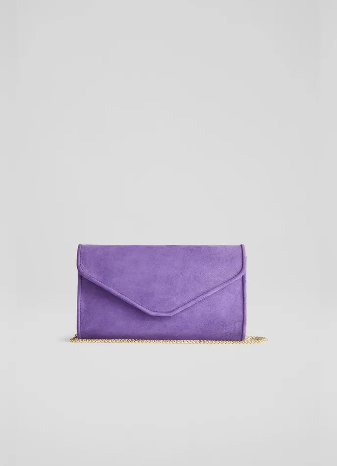 LK Bennett Dominica Beige Suede Clutch Bag Women Clutch Bags