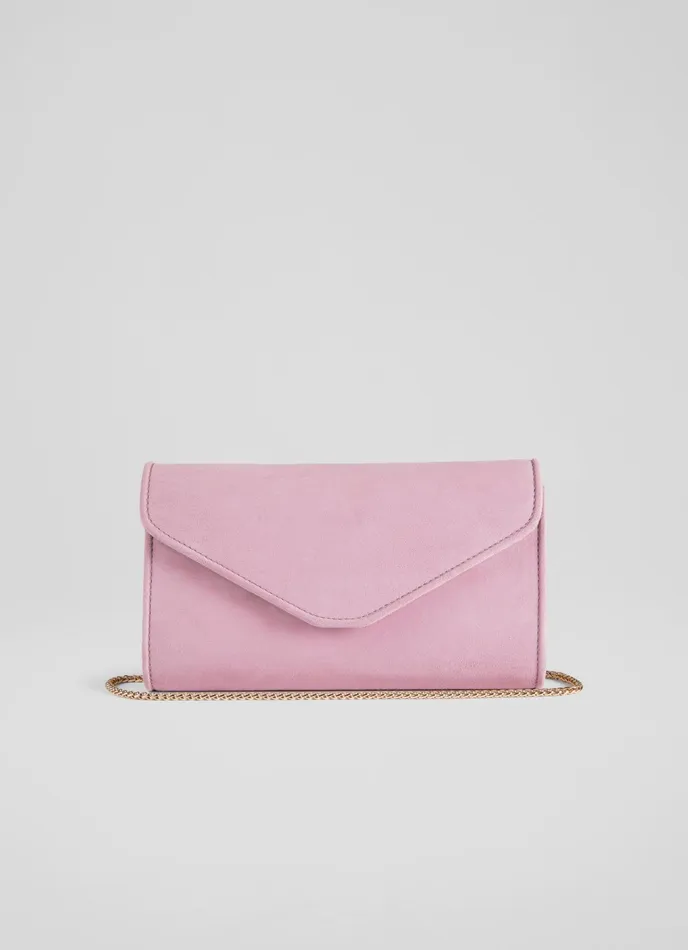 LK Bennett Dominica Beige Suede Clutch Bag Women Clutch Bags