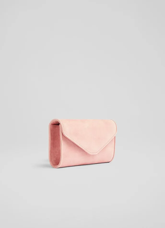 LK Bennett Dominica Beige Suede Clutch Bag Women Clutch Bags