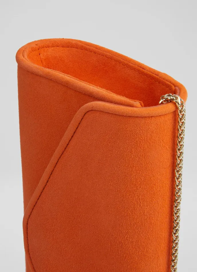 LK Bennett Dominica Beige Suede Clutch Bag Women Clutch Bags