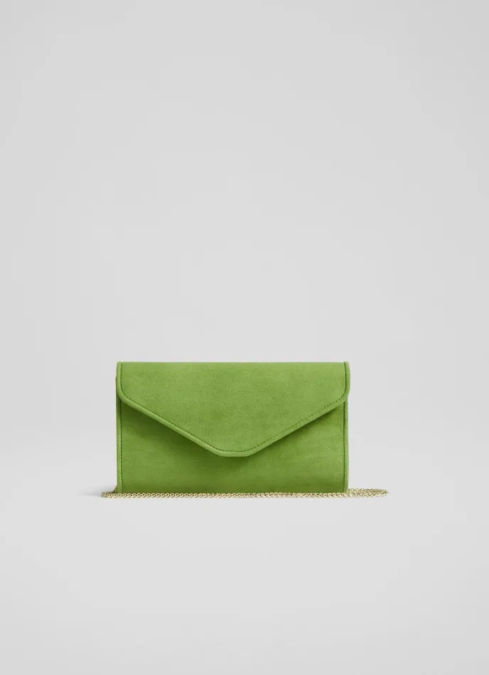 LK Bennett Dominica Beige Suede Clutch Bag Women Clutch Bags