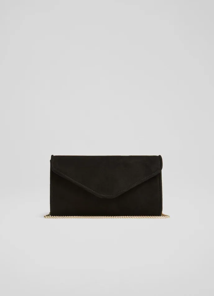 LK Bennett Dominica Beige Suede Clutch Bag Women Clutch Bags