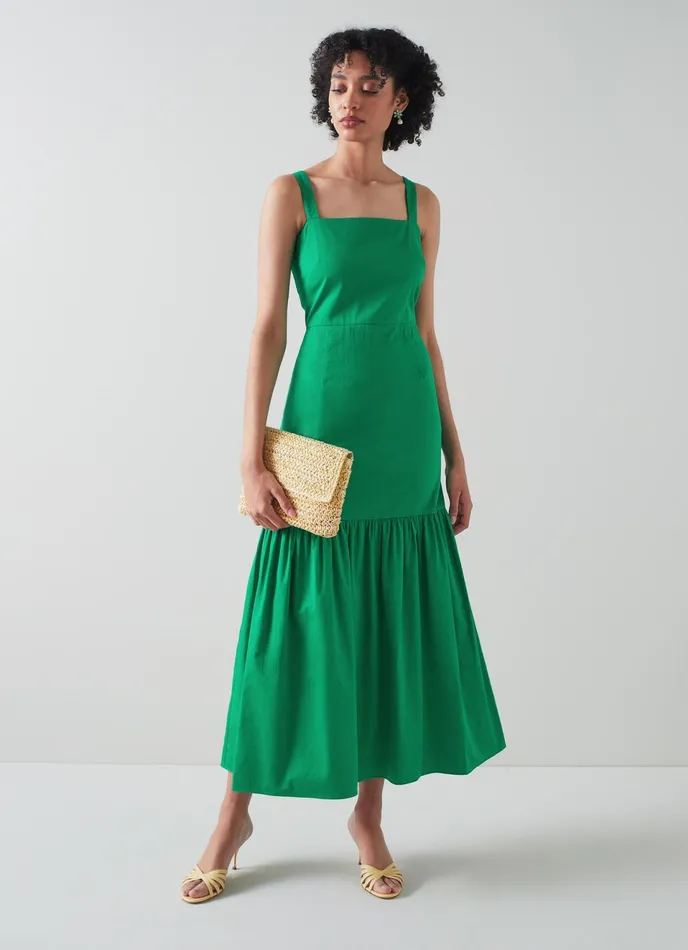 LK Bennett Essie Green Cotton Dress Women Dresses