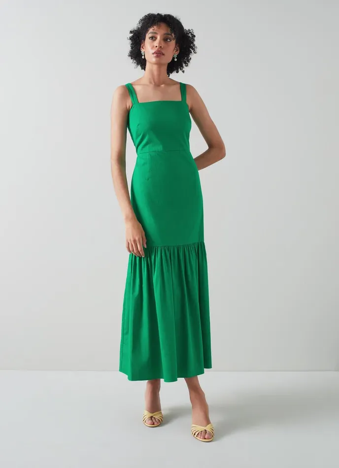 LK Bennett Essie Green Cotton Dress Women Dresses