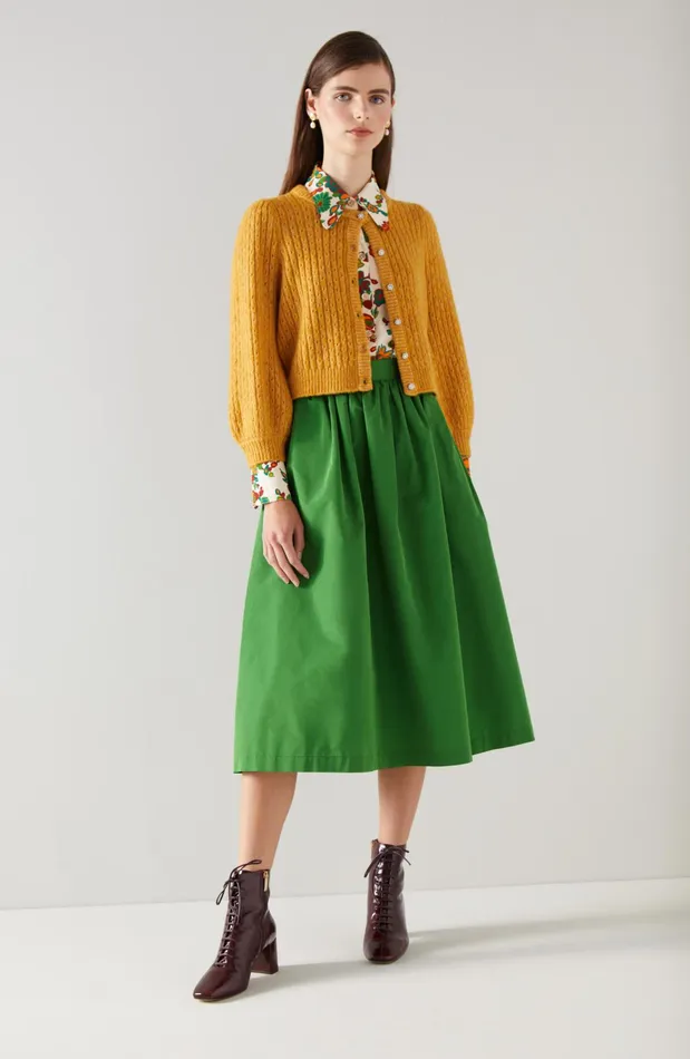 LK Bennett Olsen Green Taffeta Skirt Women Skirts