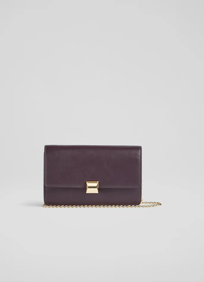 LK Bennett Otto Bordeaux Vegan Leather Shoulder Bag Women Clutch Bags