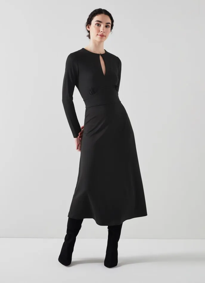 LK Bennett Sera Black Lenzing Ecovero Viscose Blend Dress Women Dresses
