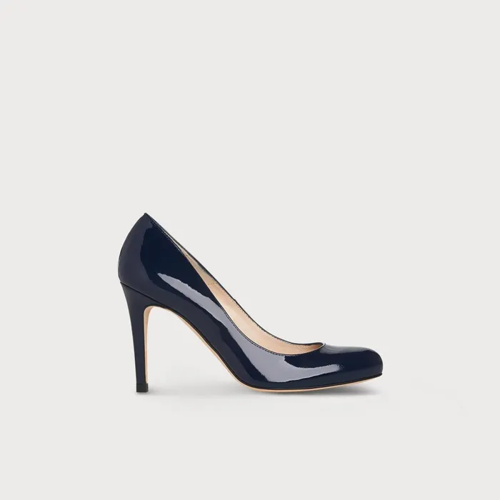 LK Bennett Stila Navy Patent Courts Women Court Shoes