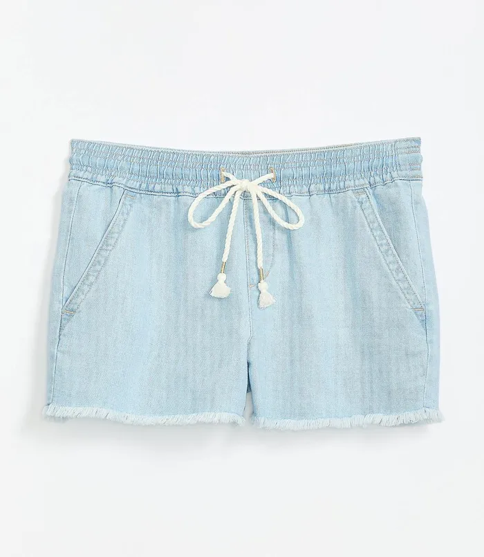 LOFT Cotton Linen Denim Pull On Shorts In Light Indigo Wash Light Indigo Wash Women Shorts LOFT Cotton Linen Denim Pull On Shorts In Light Indigo Wash Light Indigo Wash Women Shorts