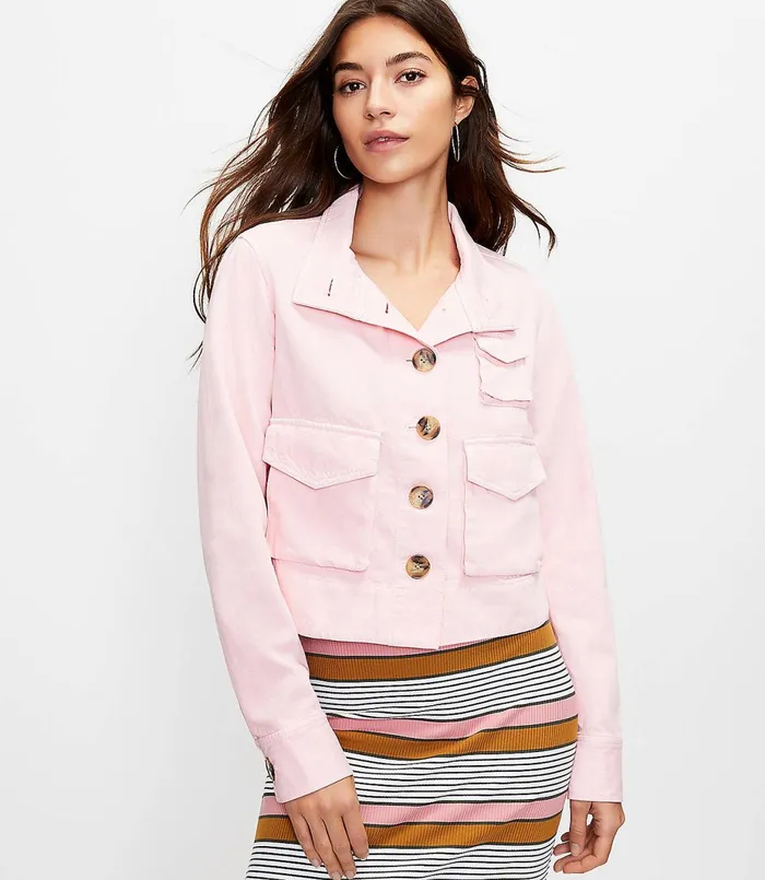 LOFT Denim Utility Jacket In Fresh Creamsicle Fresh Creamsicle Women Jackets and Blazers