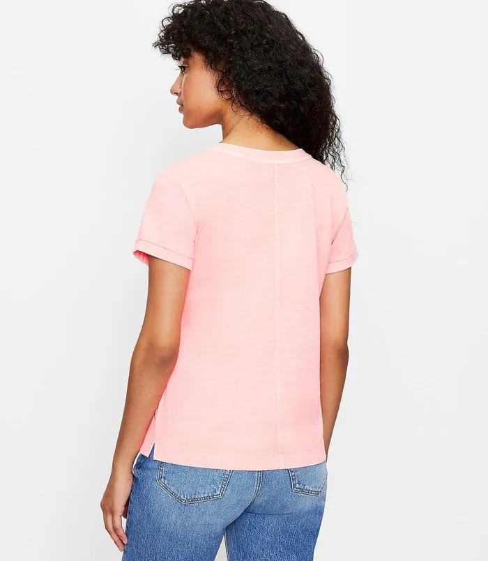 LOFT Everyday Crew Neck Tee Neon Pink Women Loungewear