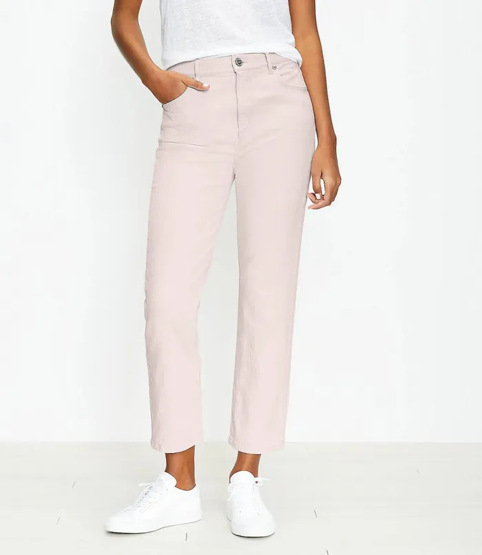 LOFT High Rise Straight Crop Jeans Wild Lilac Women Jeans