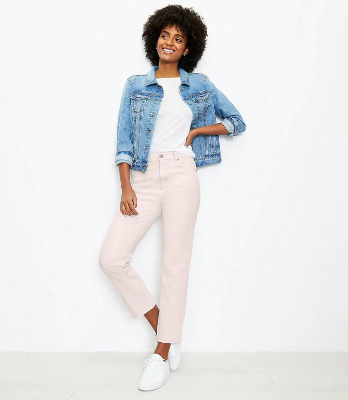LOFT High Rise Straight Crop Jeans Wild Lilac Women Jeans