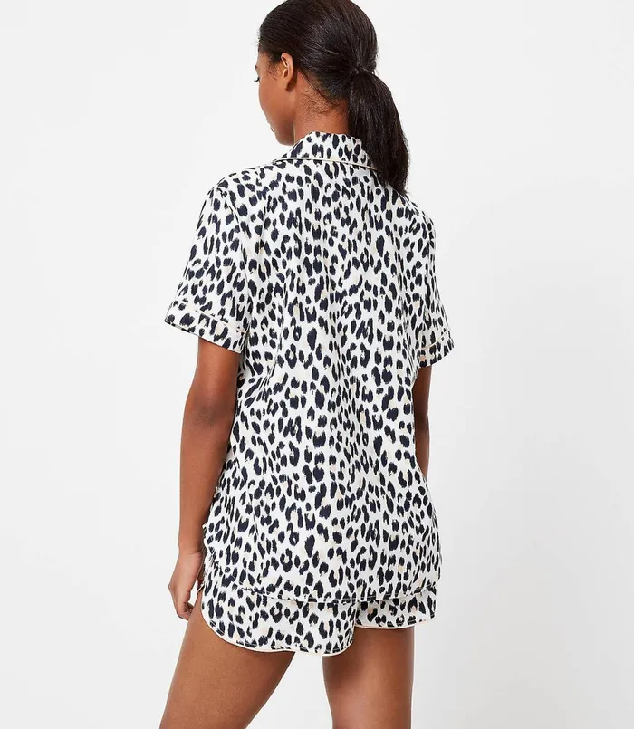 LOFT Leopard Print Pajama Top Whisper White Women Sleepwear