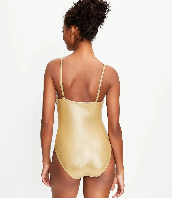 LOFT LOFT Beach Shimmer One Piece Swimsuit Intense Wheat Women Swim and Beach