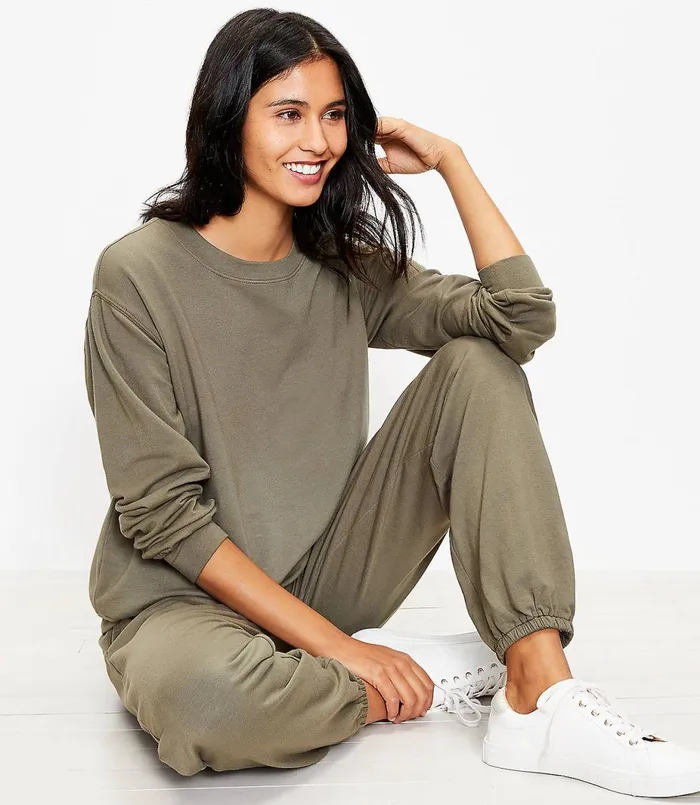 LOFT Lou and Grey Summersoft Sweatshirt Desert Green Women Loungewear