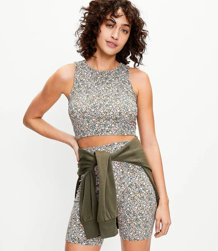 LOFT Petite Lou and Grey Meadow Terry Bike Shorts Fresh Thyme Women Petite Shorts