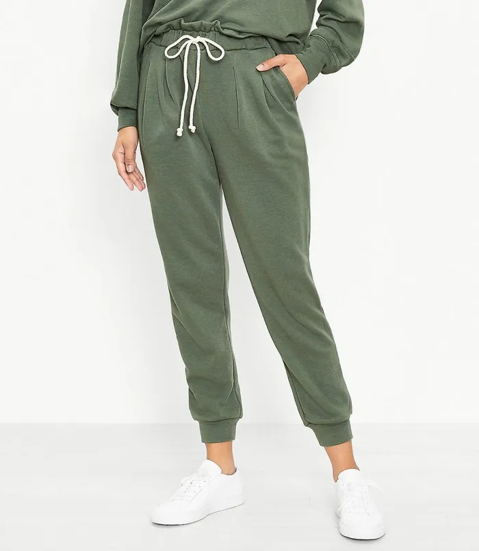 LOFT Petite Lou and Grey Ruffle Terry Sweatpants Fresh Thyme Women Petite Pants