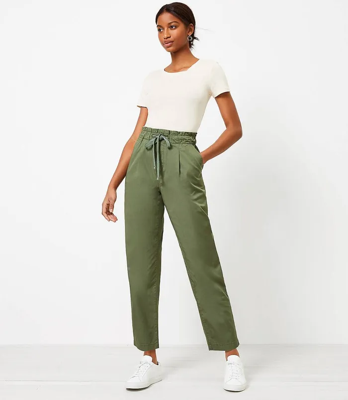 LOFT Petite Poplin Jogger Pants Coastal Grey Women Petite Pants