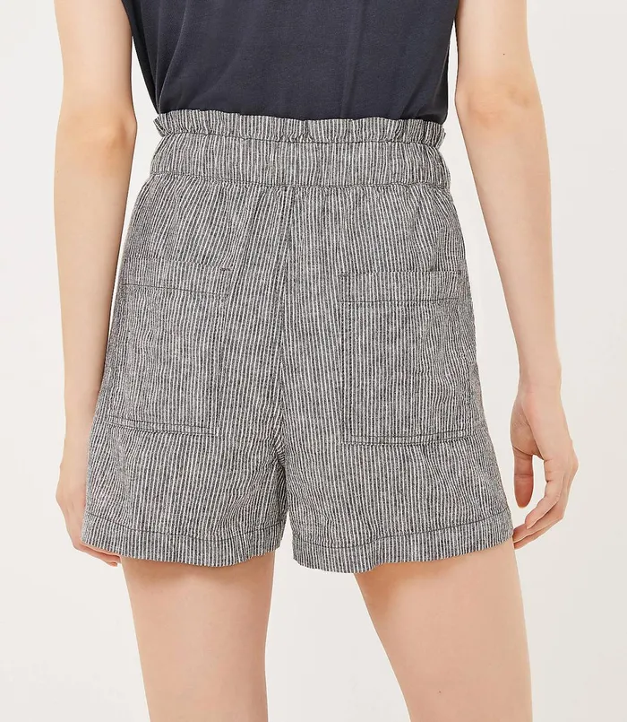 LOFT Pull On Shorts In Stripe Blackwhite Multi Women Loungewear