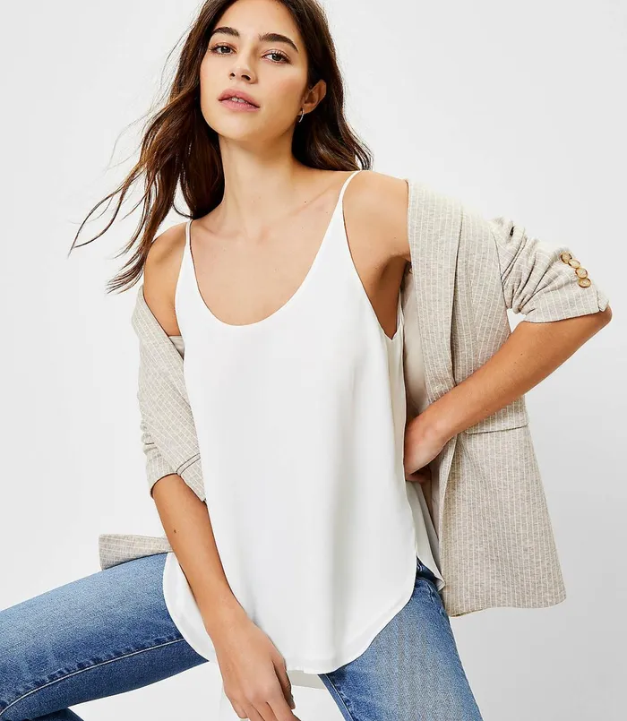 LOFT Scoop Neck Cami Whisper White Women Tops