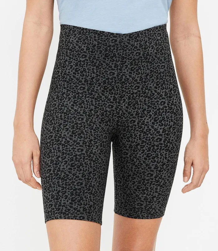 LOFT Sculpt Bike Shorts In Leopard Print Black Multi Women Shorts