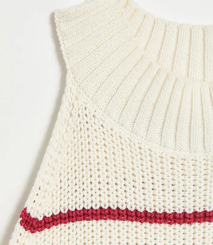 LOFT Shimmer Stripe Stitchy Halter Sweater Persian Red Women Sweaters