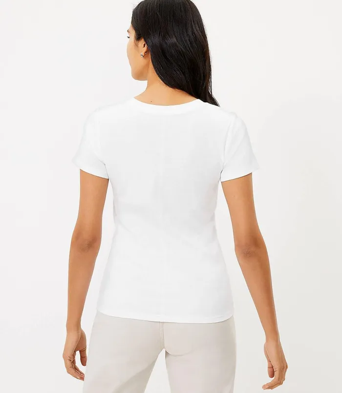 LOFT Shrunken Crew Tee White Women Tees