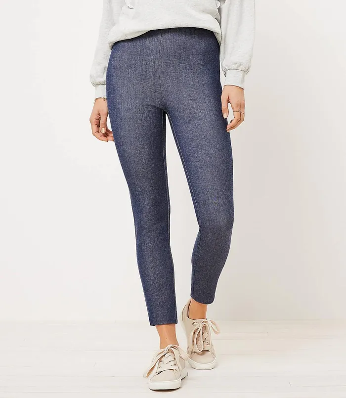 LOFT Side Zip Skinny Pants Navy Melange Women Pants