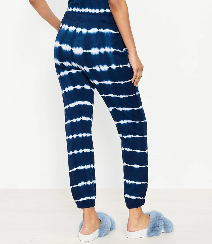 LOFT Tie Dye Striped Pajama Joggers Forever Navy Women Sleepwear