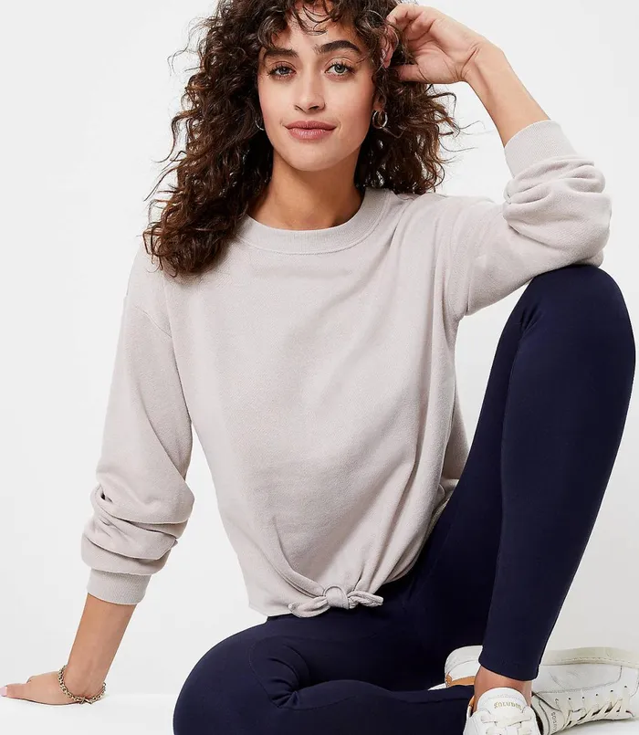 LOFT Tie Front Sweatshirt Red Chutney Women Tees