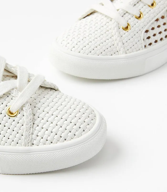 LOFT Woven Lace Up Sneakers White Women Shoes