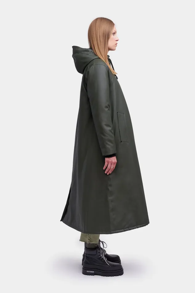 Long Raincoats Women Stutterheim Mosebacke Long Winter Jacket Green