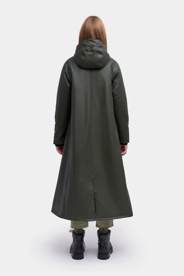 Long Raincoats Women Stutterheim Mosebacke Long Winter Jacket Green
