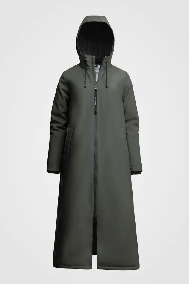 Long Raincoats Women Stutterheim Mosebacke Long Winter Jacket Green