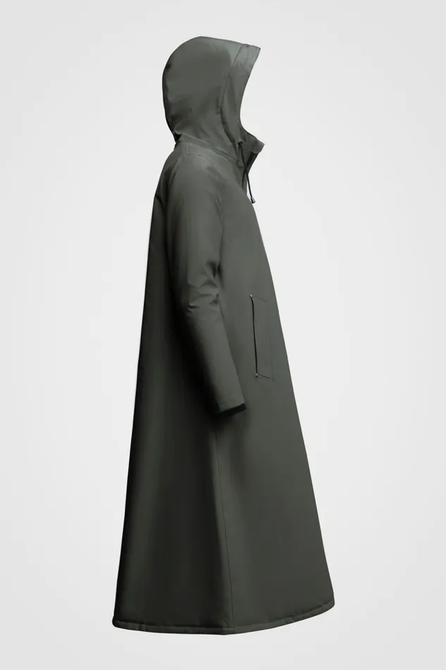 Long Raincoats Women Stutterheim Mosebacke Long Winter Jacket Green