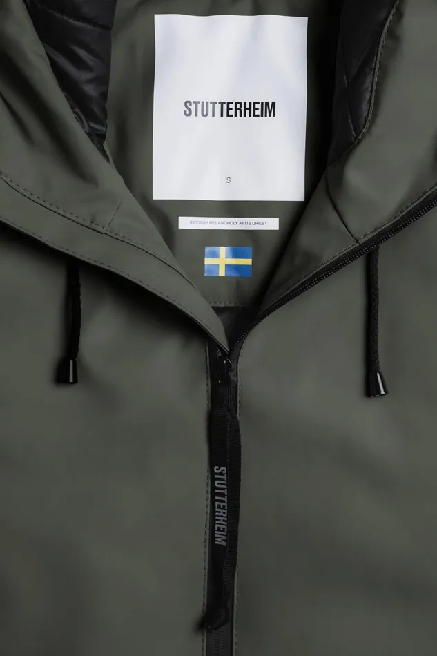 Long Raincoats Women Stutterheim Mosebacke Long Winter Jacket Green