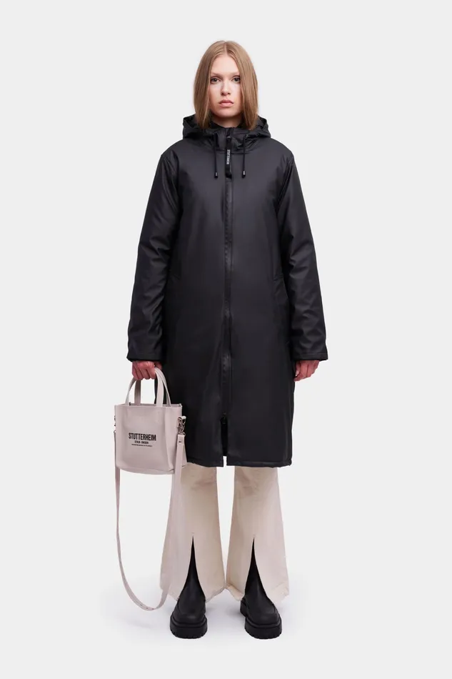 Long Raincoats Women Stutterheim Stockholm Long Winter Jacket Black