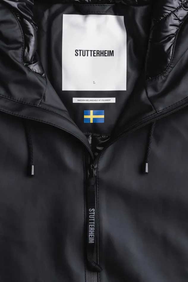 Long Raincoats Women Stutterheim Stockholm Long Winter Jacket Black