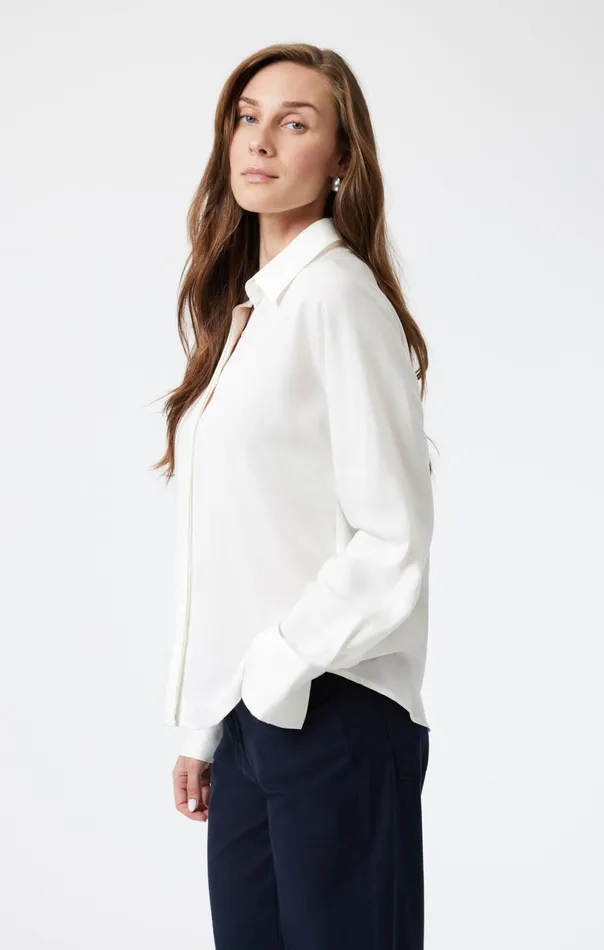 Long Sleeve Tencel Shirt In Antique White Women Mavi Jeans Shirts Long Sleeve Tencel Shirt In Antique White Women Mavi Jeans Shirts