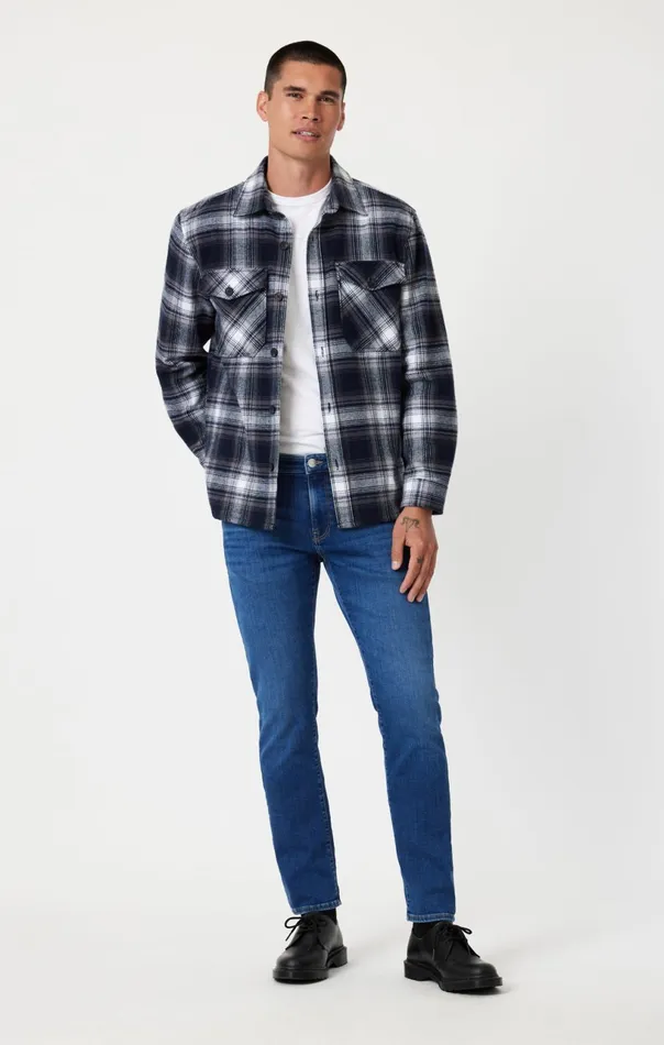 Marcus Slim Straight Leg In Dark Brushed Feather Blue Men Mavi Jeans Denim