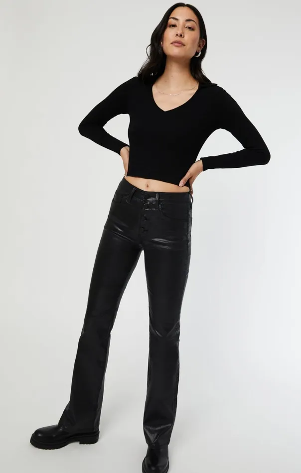 Maria Button Up Flare In Black Jeather Women Mavi Jeans Pants Maria Button Up Flare In Black Jeather Women Mavi Jeans Pants