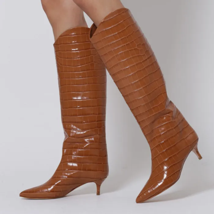 Maryana Lo CrocodileEmbossed Leather Boot Honey Peach Women Schutz Shoes Maryana Boots Maryana Lo CrocodileEmbossed Leather Boot Honey Peach Women Schutz Shoes Maryana Boots