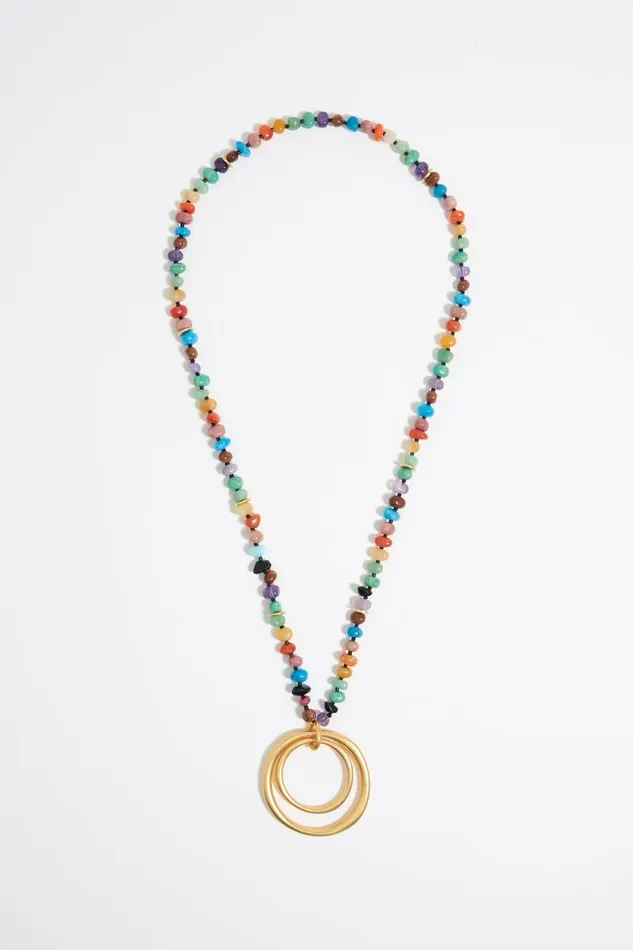 Matte Gold Rings Multicolor Stones Necklace Gold Women Bimba Y Lola Jewelry